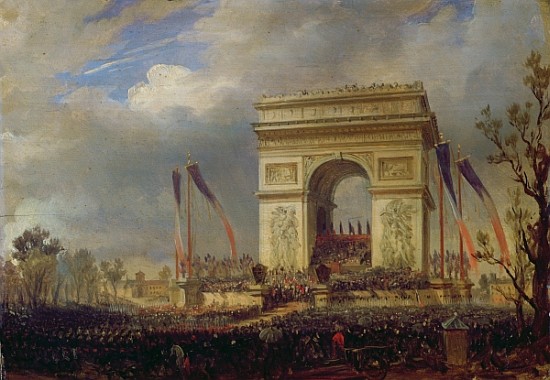 Fete de la Fraternite at the Arc de Triomphe, Place de l''Etoile, Paris om 20th April 1848 van Hippolyte Victor Valentin Sebron