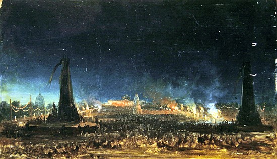 Night festival on the Champ de Mars, Paris van Hippolyte Victor Valentin Sebron