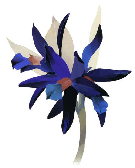 An imaginary flower with a blue base