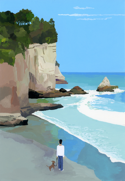 Peaceful coast with waves and cliffs van Hiroyuki Izutsu