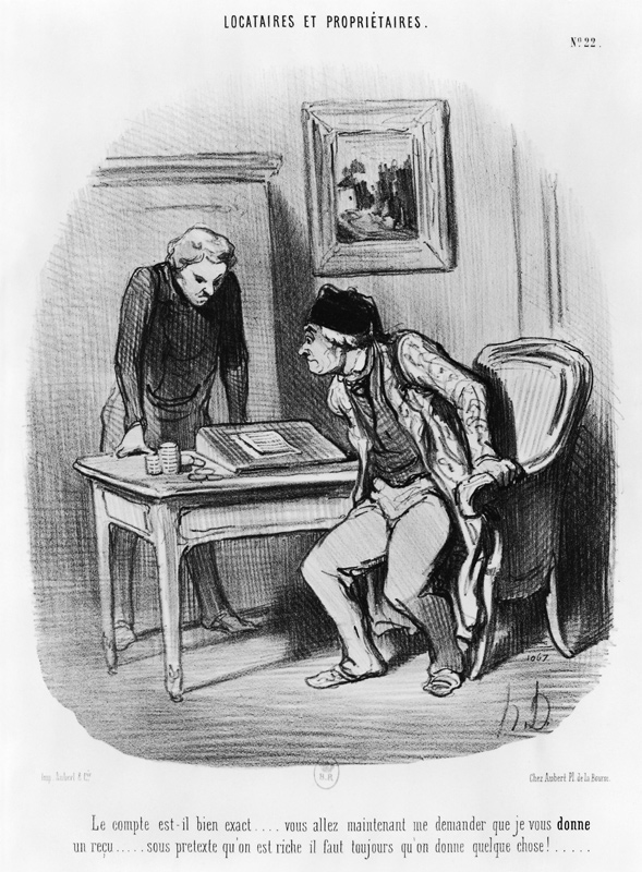 Is it the right amount?'', plate 22 from the series ''Tenants and owners'', van Honoré Daumier