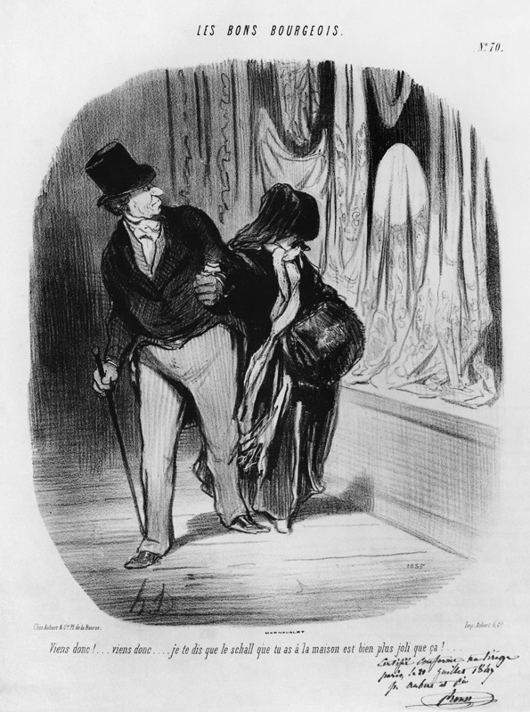 Series ''Les Bons Bourgeois'', Come along, I am telling you the scarf you have at home is much more  van Honoré Daumier