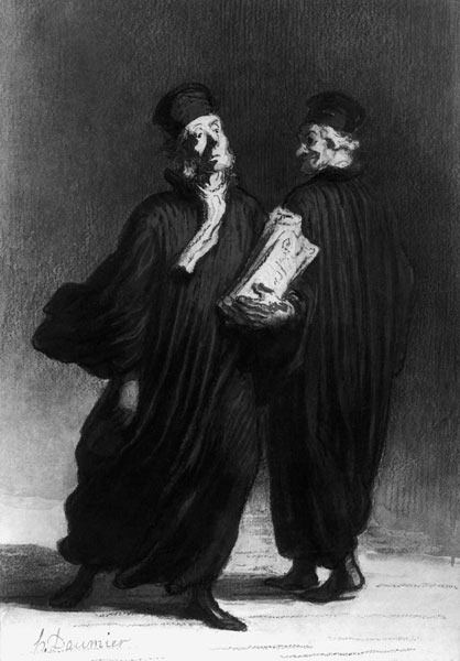 Two Lawyers, c.1862 (watercolour & pencil on paper) van Honoré Daumier