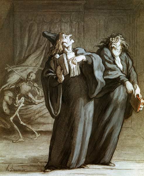 H.Daumier, Zwei Aerzte und der Tod van Honoré Daumier