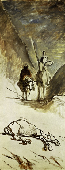 Daumier, Don Quichote u. der tote Esel van Honoré Daumier