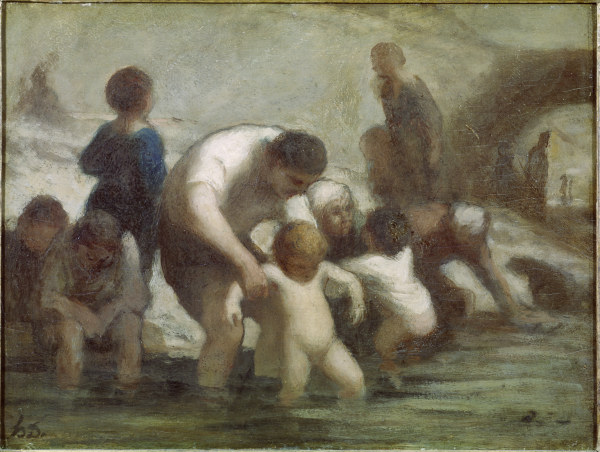 H.Daumier, Kinder im Bad van Honoré Daumier