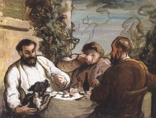 Le Déjeuner à la campagne on Fin dún déjeuner van Honoré Daumier