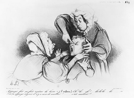 Series ''Croquis d''expressions'', the bump, plate 26, illustration from ''Le Charivari'', 4th Septe van Honoré Daumier