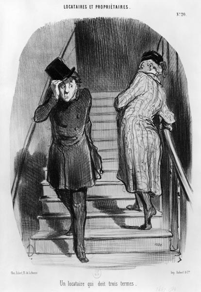 A tenant who owes three terms, plate 20 from the series ''Tenants and owners'', van Honoré Daumier