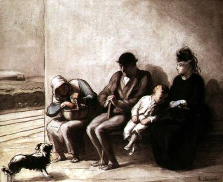 Wayside Railway Station (pen and wash) van Honoré Daumier