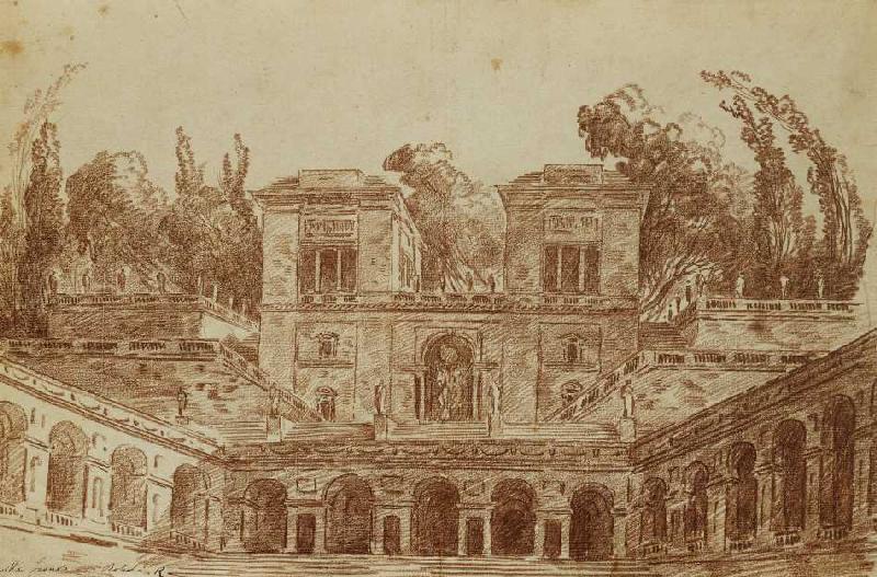Die Villa Farnese, Rom. van Hubert Robert