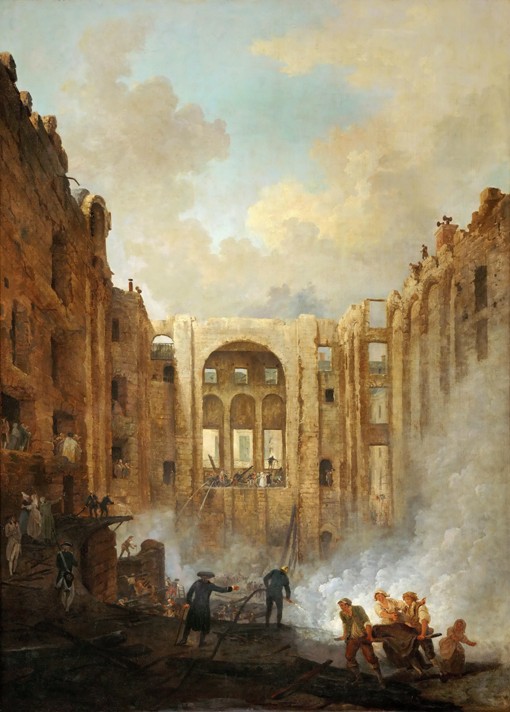 Fire at the Opera House of the Palais-Royal in 1781 van Hubert Robert