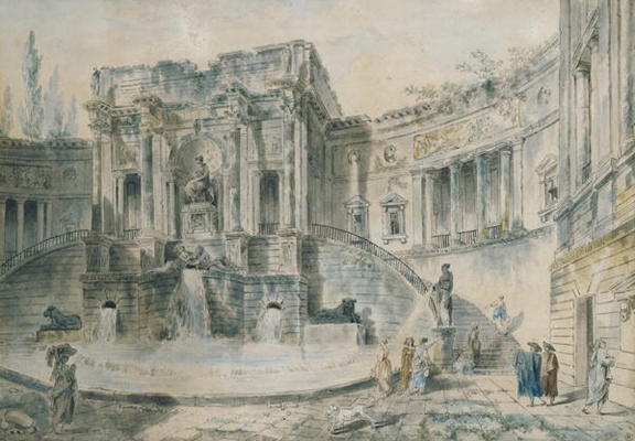 Landscape with ruins (watercolour) van Hubert Robert