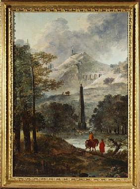 A Mountainous Landscape with an Obelisk
