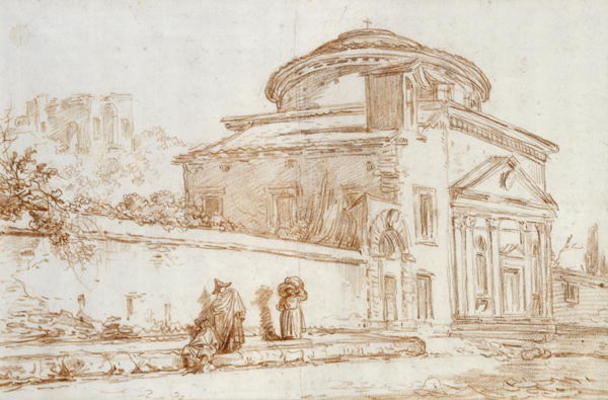 Villa Sacchetti, Rome (red chalk on paper) van Hubert Robert