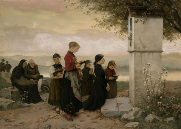 Abendgebet (Das Gebet an der Kapelle) van Hubert Salentin
