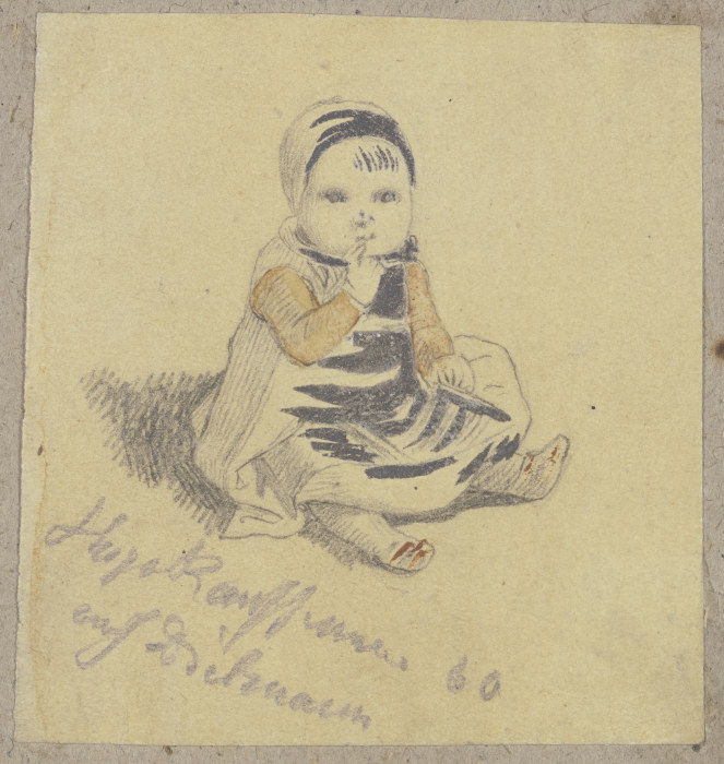 Am Boden sitzendes kleines Kind van Hugo Kauffmann