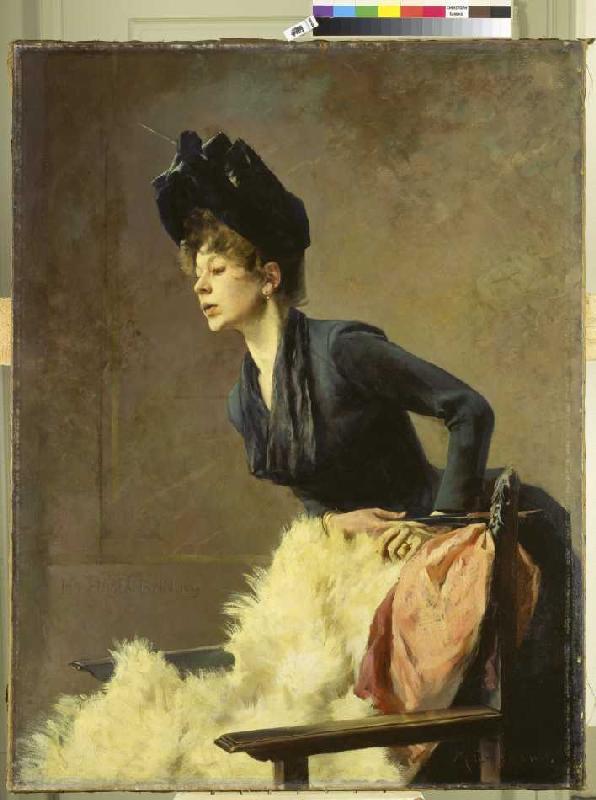 Bildnis einer jungen Dame van Hugo von Habermann