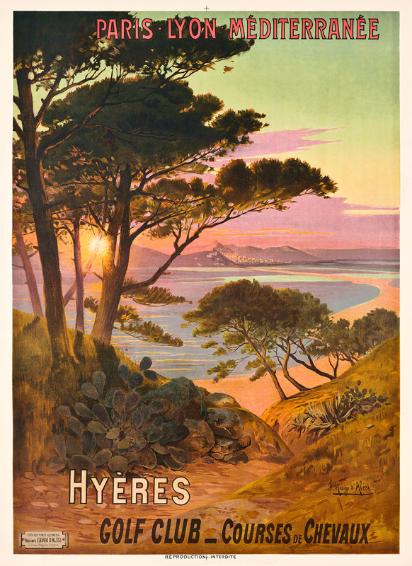 Poster advertising Hyeres, France van Hugo d' Alesi