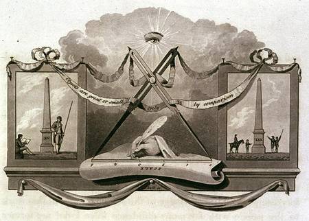 Theory of scale using an obelisk as an example, engraved by Pickett van Humphry Repton