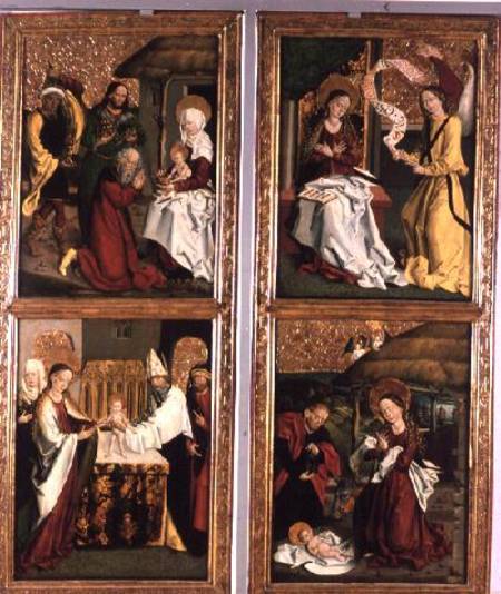 The Annunciation, the Birth of Christ, the Adoration of the Magi and the Presentation in the Temple van Hungarian School