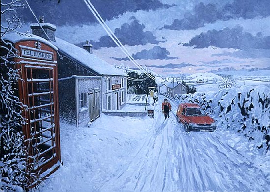 Collecting the Christmas Post at Bethlehem, Dyfed, 1995 (oil on board)  van Huw S.  Parsons