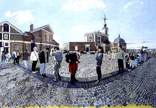 East and West from Greenwich, 1997 (oil on board)  van Huw S.  Parsons