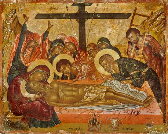 Die Kreuzabnahme van Ikone (byzantinisch)