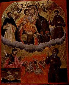 Die Gottesmutter Geykophilousa mit Heiligen van Ikone (makedonisch)
