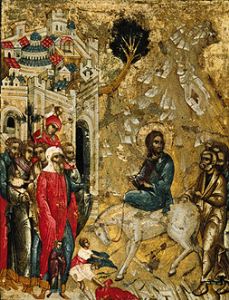 Der Einzug Jesu in Jerusalem. van Ikone (russisch)