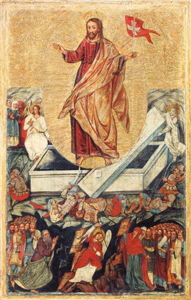 Auferstehung Christi. Altartafel aus Bezdesh (Gebiet Bretsk) van Ikone (russisch)