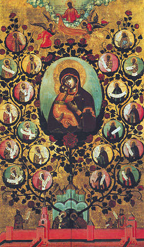 Gottesmutter von Wladimir, genannt Pflanzung der russischen Herrschaft van Ikone (Simon Uschakow)