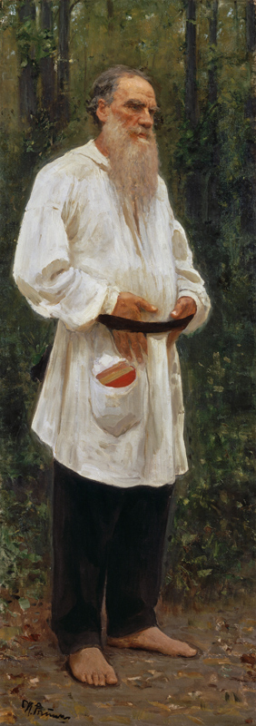 Leo Tolstoy Barefoot / Repin van Ilja Efimowitsch Repin