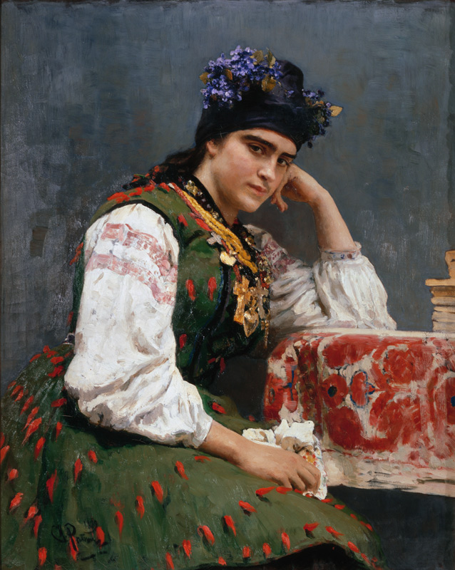 Portrait of Sofia Dragomirova-Lukomskaya van Ilja Efimowitsch Repin