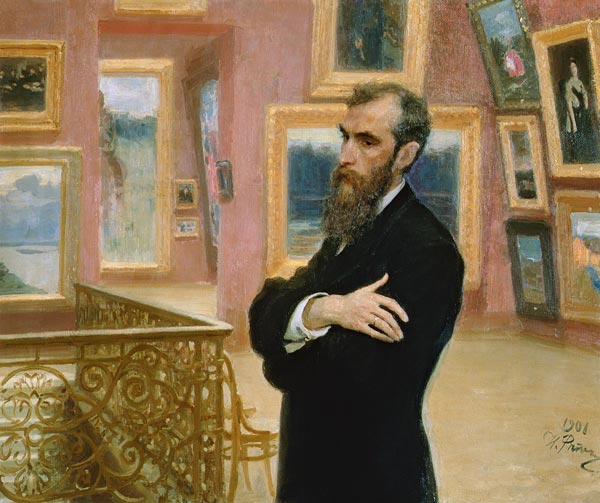 Portrait of Pavel Tretyakov (1832-98) in the Gallery van Ilja Efimowitsch Repin