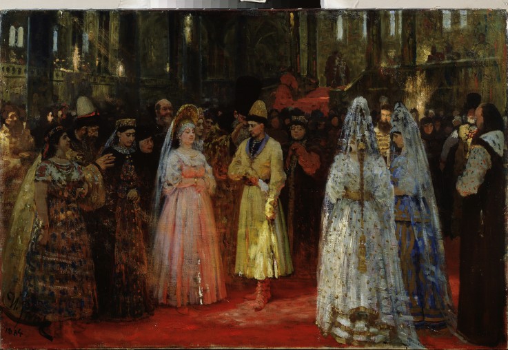 The Bride choosing of the Tsar van Ilja Efimowitsch Repin