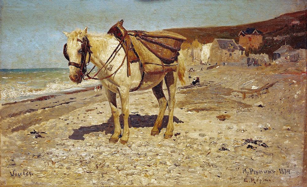 A Horse for carrying stones in Veules van Ilja Efimowitsch Repin