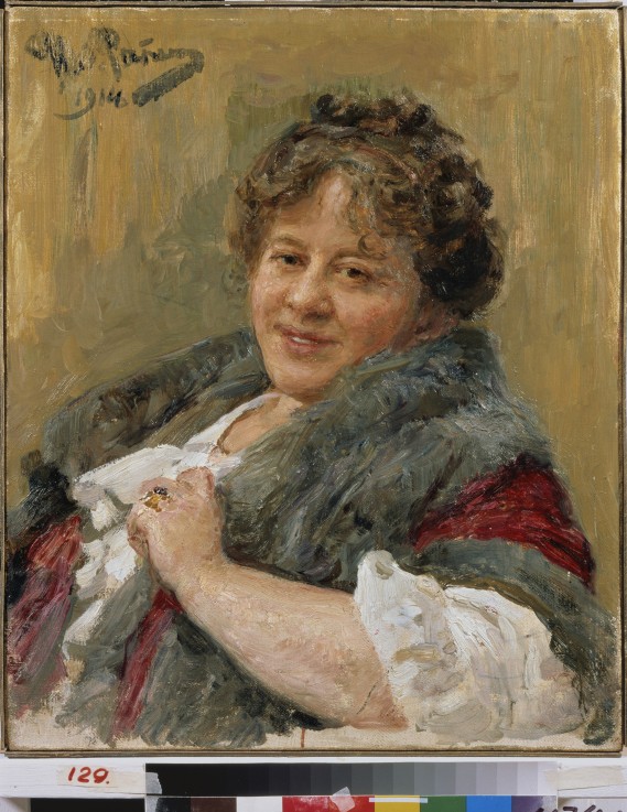 Portrait of the author Tatyana Shchepkina-Kupernik (1874-1952) van Ilja Efimowitsch Repin