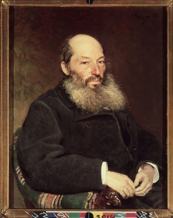 Portrait of the poet Afanasy Fet (1820-1892) van Ilja Efimowitsch Repin