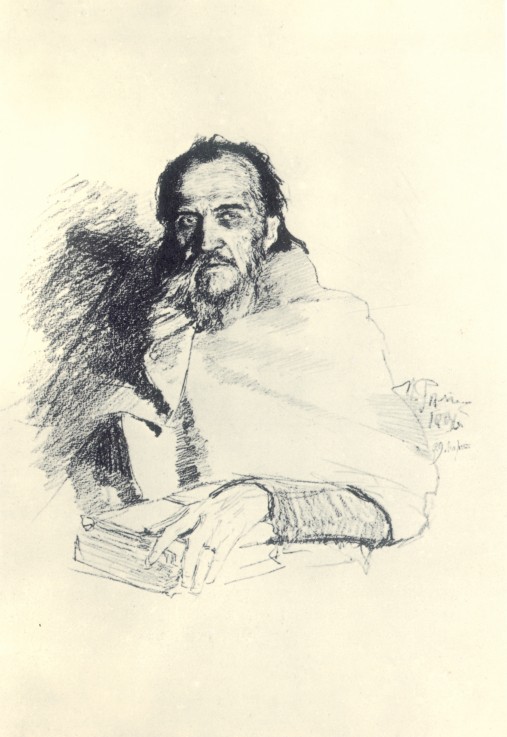 Portrait of the poet Yakov Polonsky (1820-1898) van Ilja Efimowitsch Repin