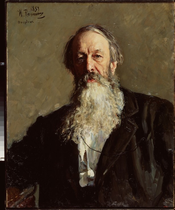 Portrait of the critic Vladimir Stasov (1824-1906) van Ilja Efimowitsch Repin