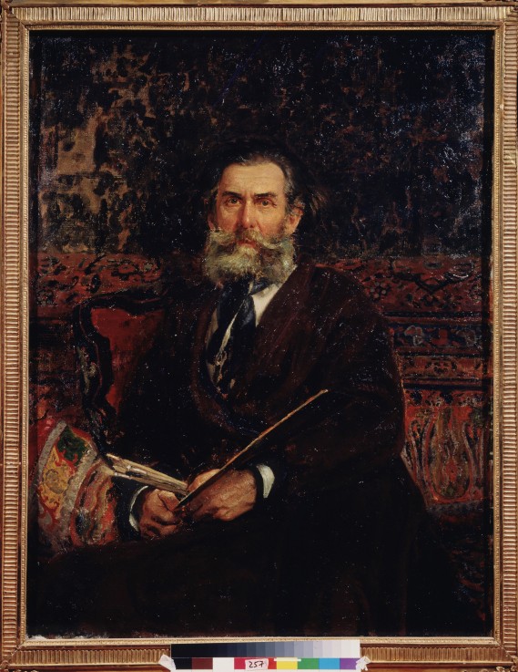 Portrait of the artist Alexei Bogolyubov (1824-1896) van Ilja Efimowitsch Repin