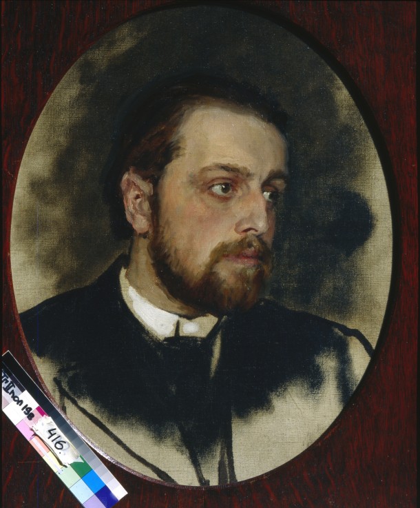 Portrait of Vladimir Grigorievich Chertkov, writer and secretary of Leo Tolstoy van Ilja Efimowitsch Repin