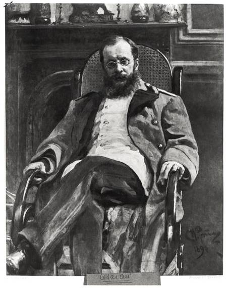 Portrait of Cesar Cui (1835-1918) 1890 van Ilja Efimowitsch Repin