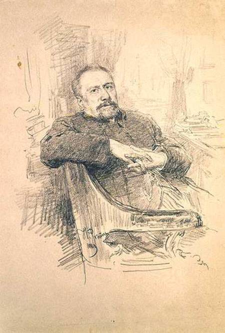 Portrait of Nikolaj Leskov (1831-95) van Ilja Efimowitsch Repin