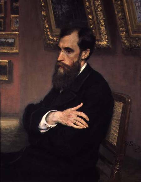 Portrait of Pavel Tretyakov (1832-98) the founder of the State Tretyakov Museum van Ilja Efimowitsch Repin