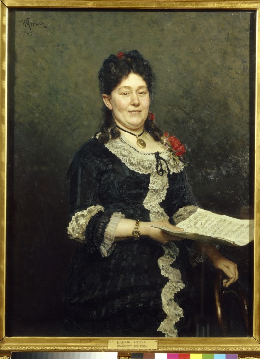 Portrait of the opera singer Alexandra Molas (1845-1929) van Ilja Efimowitsch Repin