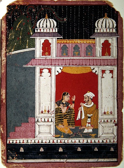 Heroine and her lover in a pavilion, c.1640-50 van Indian School