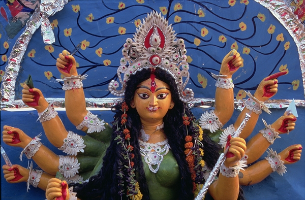 Statue of the Goddess Durga from the Durga Pooja Festival, Calcutta (photo)  van Indian School