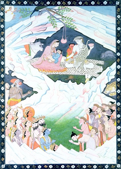 The Holy Family of Shiva and Parvati on Mount Kailash van Indian School